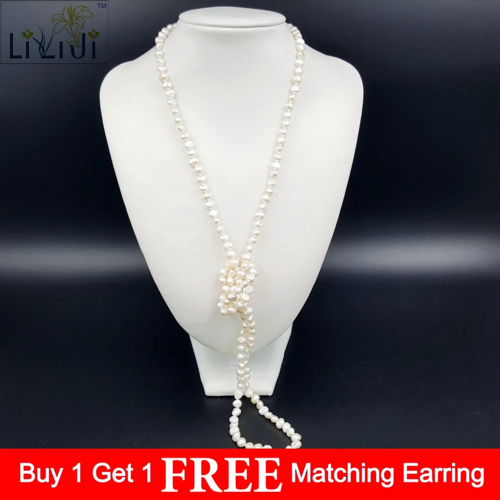 

Lii Ji Natural Baroque 6-7mm Freshwater Pearl about 45" Long Elegance Necklace