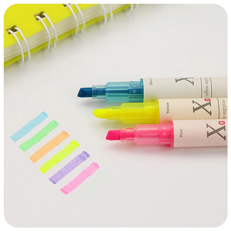 

3 Pcs/lot Kawaii Double Head Highlighters Creative Items Cute Watercolor Marker Pens For Kids School Office Supplies Stationery