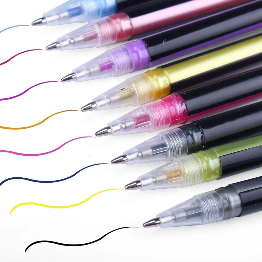 48 cores highlighter pen set glitter canetas 02