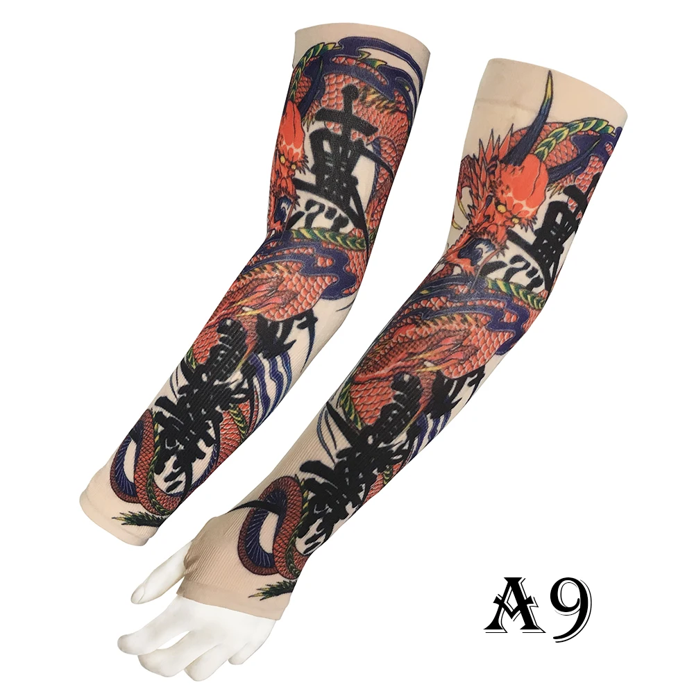 2 шт. (1 пара) Татуировка рукава Поддельные Временные татуировки рука Sunproof Art Half Finger