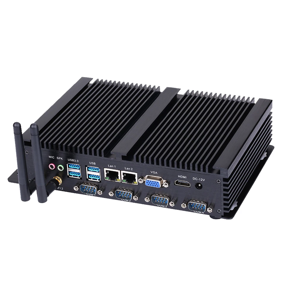 Безвентиляторный промышленный ПК мини компьютер Windows 10 Pro/Linux Intel Celeron 1037U [HUNSN MA03I]
