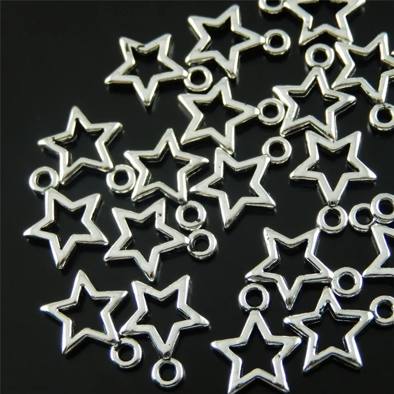 

Graceangie 50pcs Mini Small Five-pointed Star Charms Antique Silver Pendant Handmade Hanging Crafts Finding Earrings Choker DIY