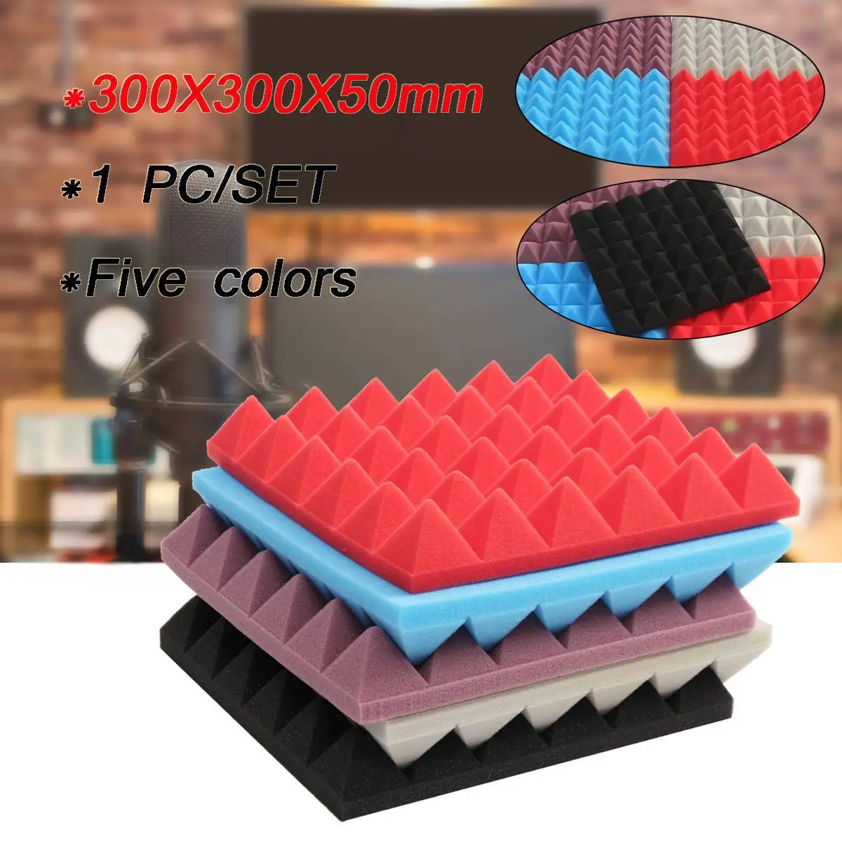 300X300X50mm High Density Retardant Pyramid Foam Sound Proofing Do Not Fold Studio Acoustic Sound Absorption Flame