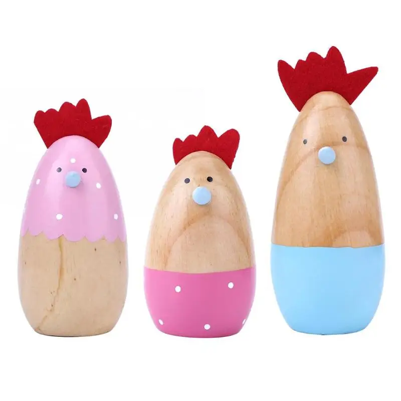 

Handmade Wooden Chicken Family Figurines Artificial Animal Ornaments Gifts