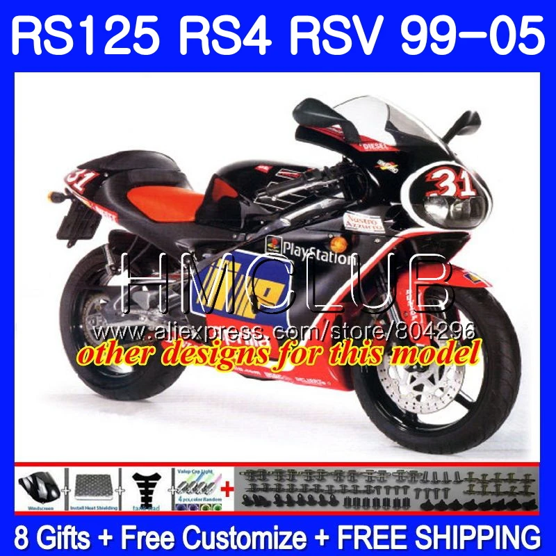 RS4 для Aprilia RS 125 99 00 01 02 03 04 05 122HM.19 RSV125R RSV125 R Gloss back 1999 2000 2001 2002 2003 2005