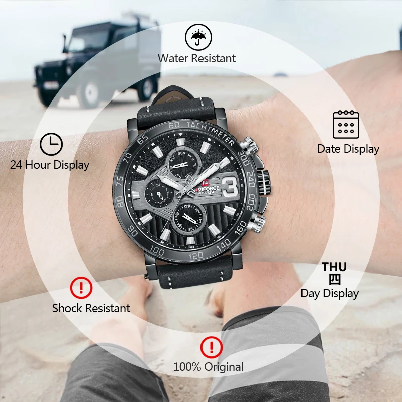 

Top Luxury Brand NAVIFORCE Men Watch Waterproof Military Sports Watches Men's Leather Army Quartz Male Clock Relogio Masculino