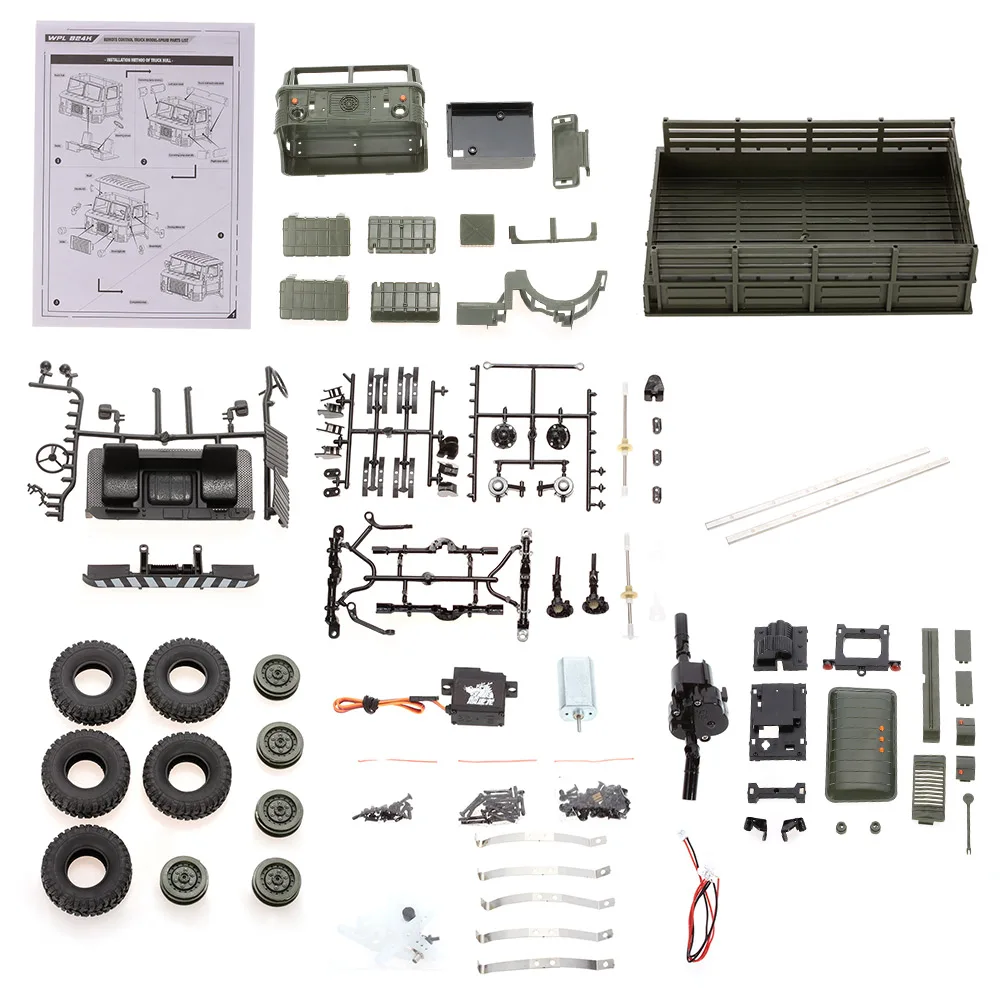 WPL B-24 1/16 RC Военный Грузовик Рок Гусеничный армейский автомобиль Комплект автомобиль с мотором и сервоприводом