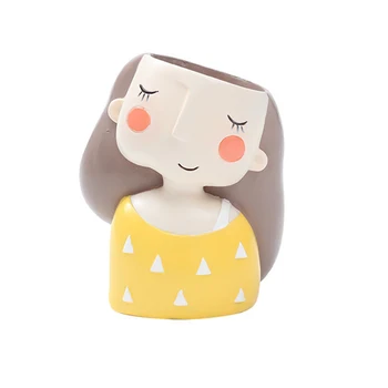 

Cute Girl Shaped Cartoon Flower Pot Vase Pot Home Decoration for Succulent Plants