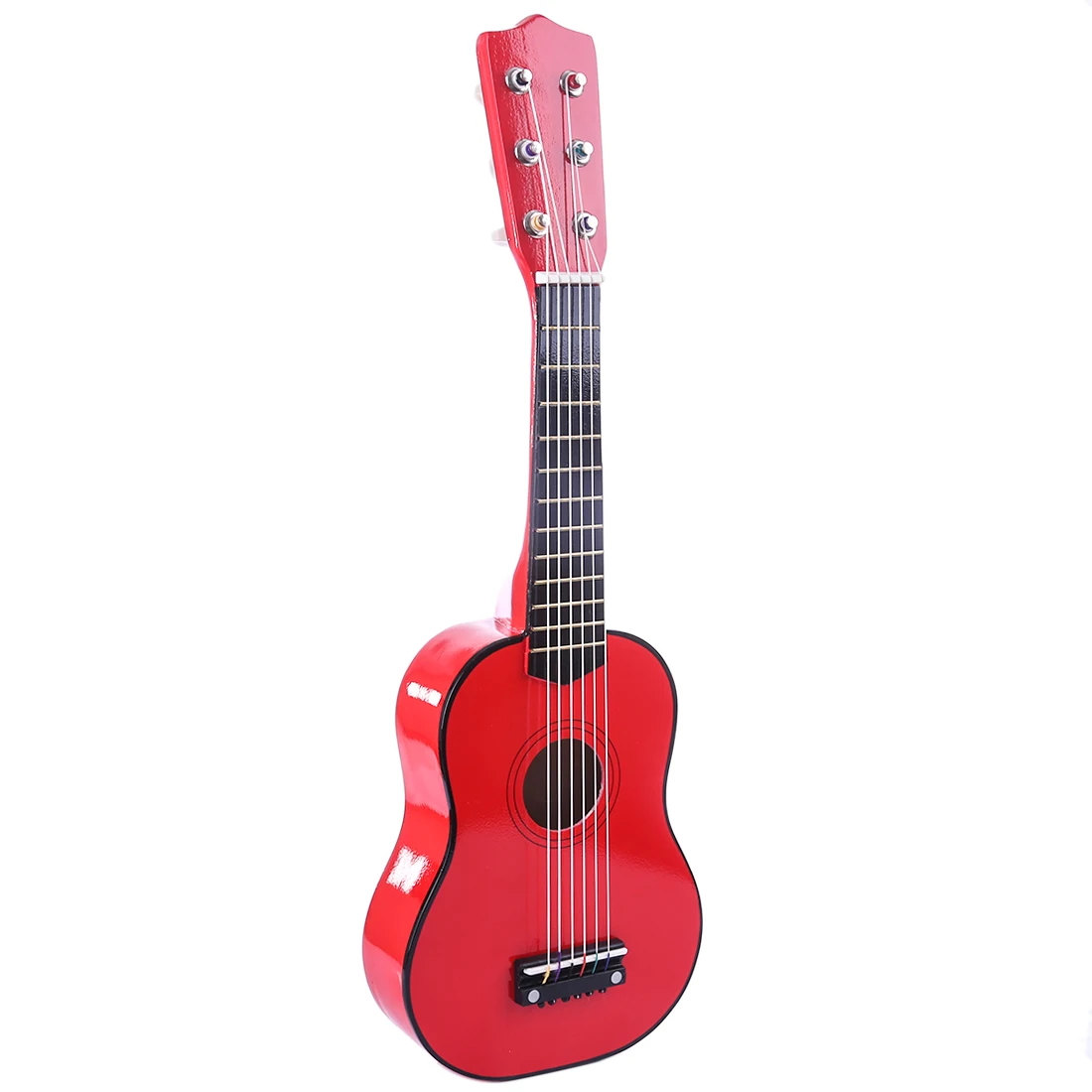 

2018 Popular Christmas Gift Wooden Guitar Musical Instruments with Six Real Strings for Beginner - Red