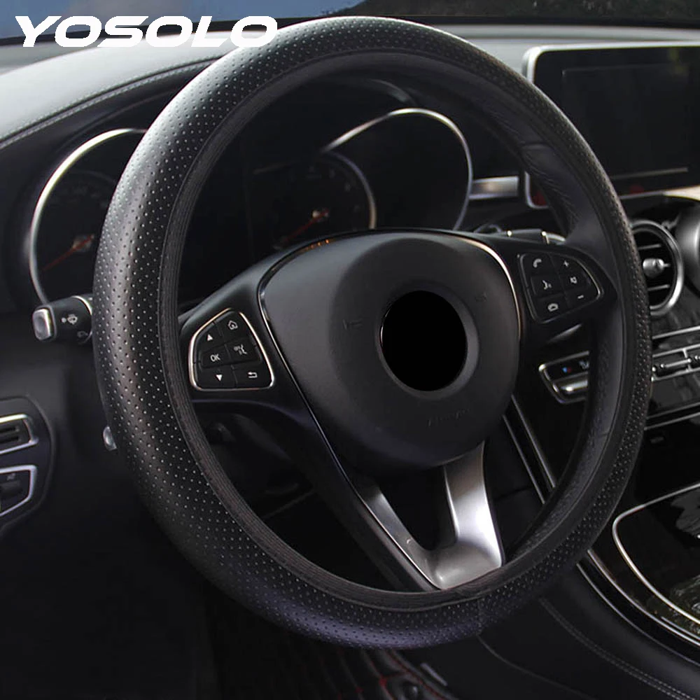 

YOSOLO Universal for Ford Focus 2 DIY Car Steering-wheel Cover Soft Faux Leather Car Accessories Car Steering Wheel Cover