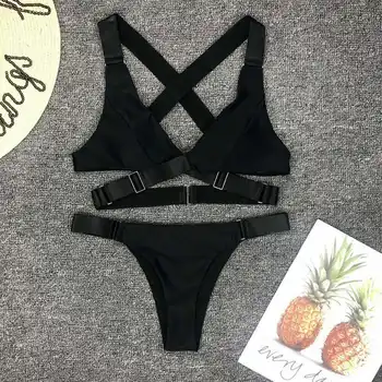 

Women Push-up Padded Bra Two Piece Bandage Bikini Set Sexy Female Swimsuit e Swimwear Backless Bathing