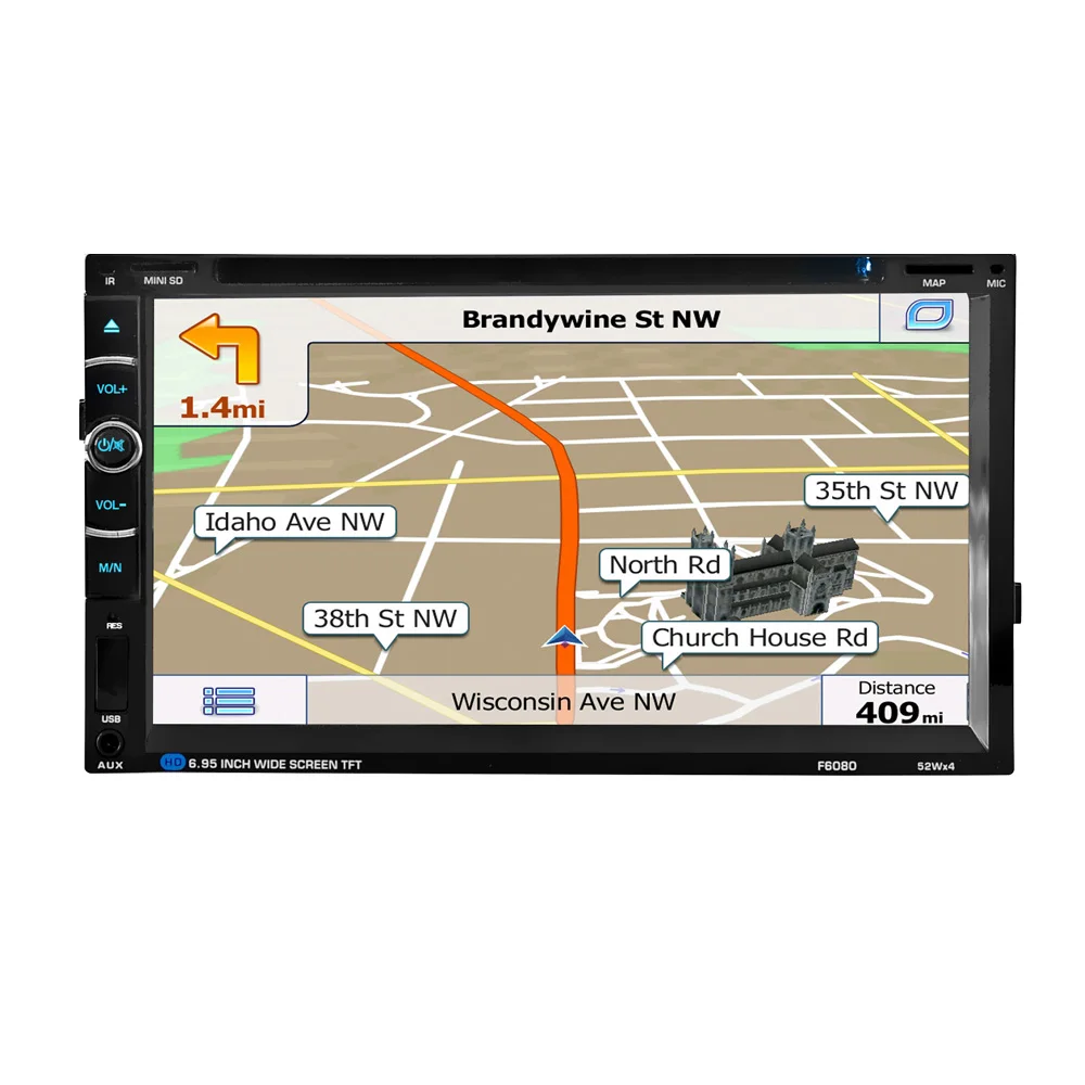 

2 Din 6.95 Inch Digital Press Screen Car Radio Audio With Gps Navigation Remote Control Multimedia Video Dvd Player Bt Hands F