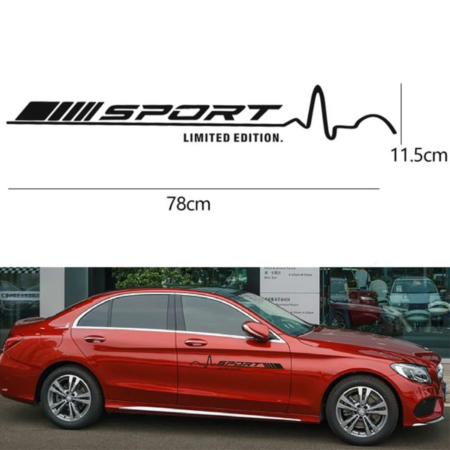 

1Pair Car Door Stickers for Mercedes Benz W204 W205 C63 C117 W176 A45 CLA45