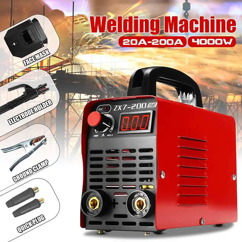 

Portable Handheld Mini MMA Electric-Welder 220V 10-200A 4000W Inverter ARC Welding Machine with Welding Helmet Mask Gloves