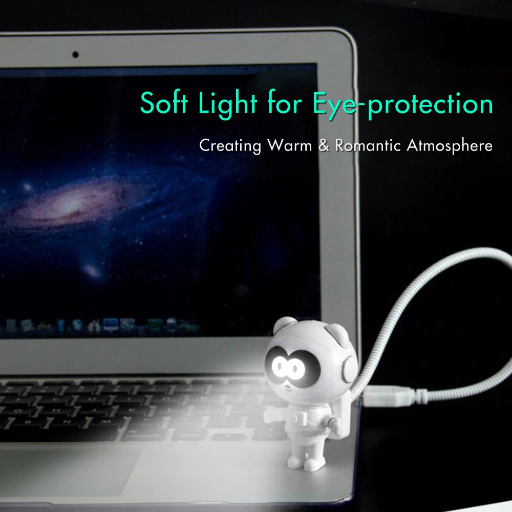 

Portable night lamp Spaceman Astronaut Panda Shape LED Mini Night Light Keyboard Lamp USB Charging Port Flexible Bendable Hose