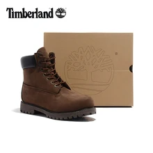 TIMBERLAND/классические мужские ботинки премиум-класса с диагональю 6 дюймов; коллекция 10061 года; темно-коричневые мужские ботинки в байкерском стиле из натуральной коровьей кожи; Ботинки Martin кофейного цвета