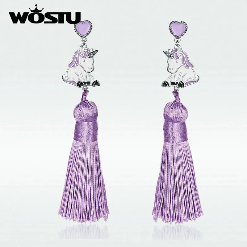 

WOSTU Original Purple Stud Earrings For Women 2019 Fashion New Fancy Unicorn Jewelry Earring Making Jewelry Gift SDTE197