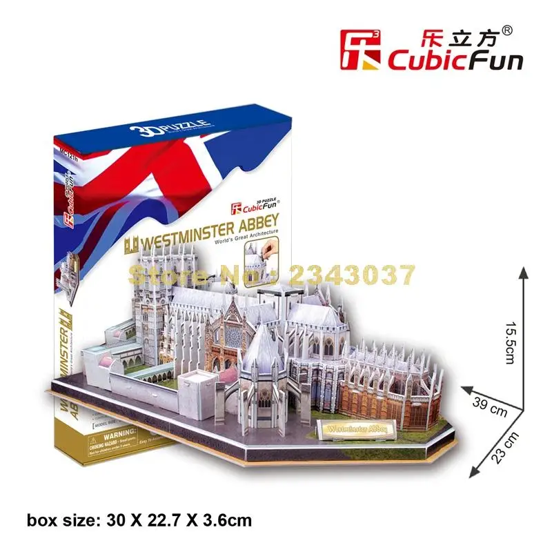 

Cubicfun MC121H 45pcs World Famous Architecture Westminster Abbey DIY 3D Paper Puzzle Model