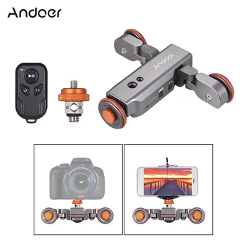 

Andoer L4PRO Motorized Camera Video Dolly with Scale Indication Electric Track Slider Wireless Remote Control Mini Slider Skater