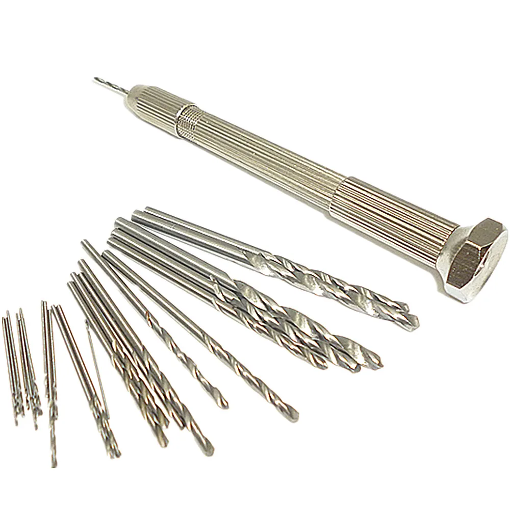25pc 0.5mm 3mm Mini Micro Twist Drill Bit Set W/ Metal Swivel Head Pin