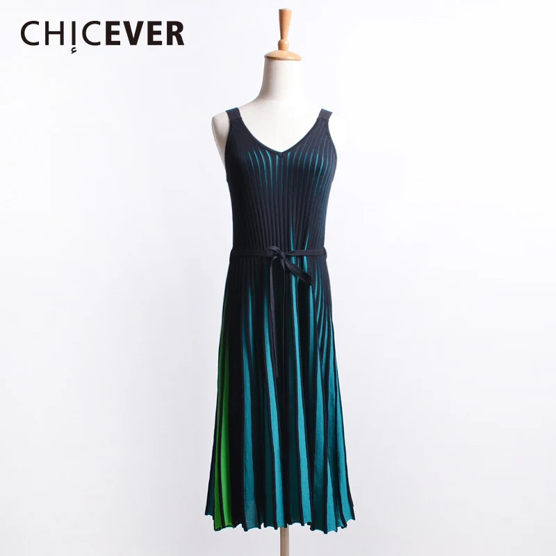 CHICEVER 2019 весеннее женское платье в полоску с открытыми плечами женские свободные