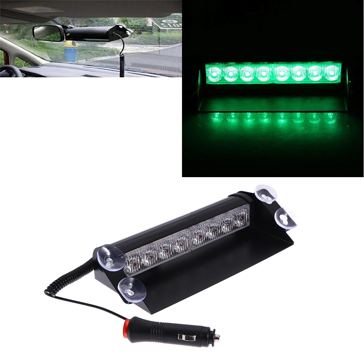 Аварийный стробоскопический фонарь Van Truck 12V 8 LED зеленый цвет украшение для