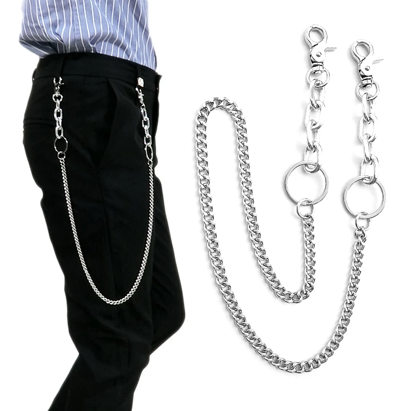 Metal Chain Punk Hipster Jeans Trousers Keychain Pants Keyring Long Wallet Belt