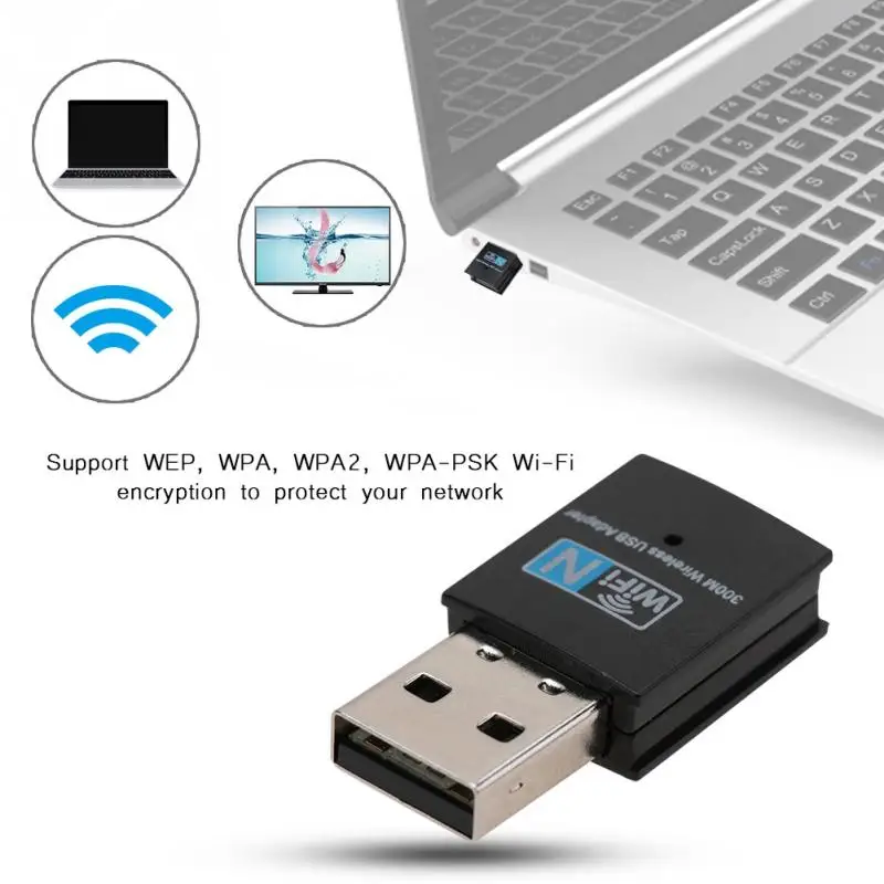 Мини USB LAN сетевая карта Wifi адаптер USB2.0 WiFi приемник 300 Мбит/с для
