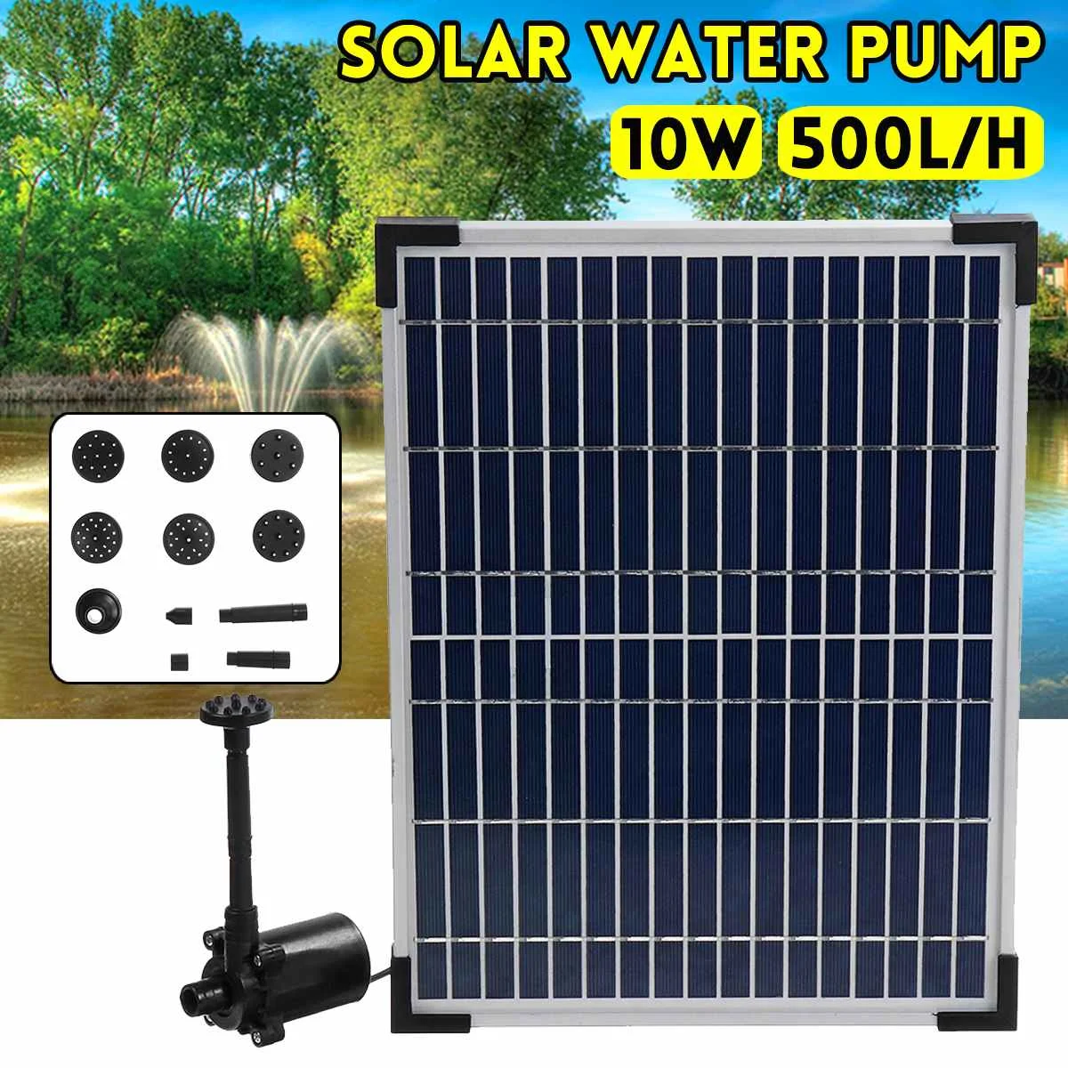 

17V 500L/H Solar Fountain Water Pump Solar Power Garden Fountain Waterfall Bird Fountain Powered Garden Decoration Outdoor Decor