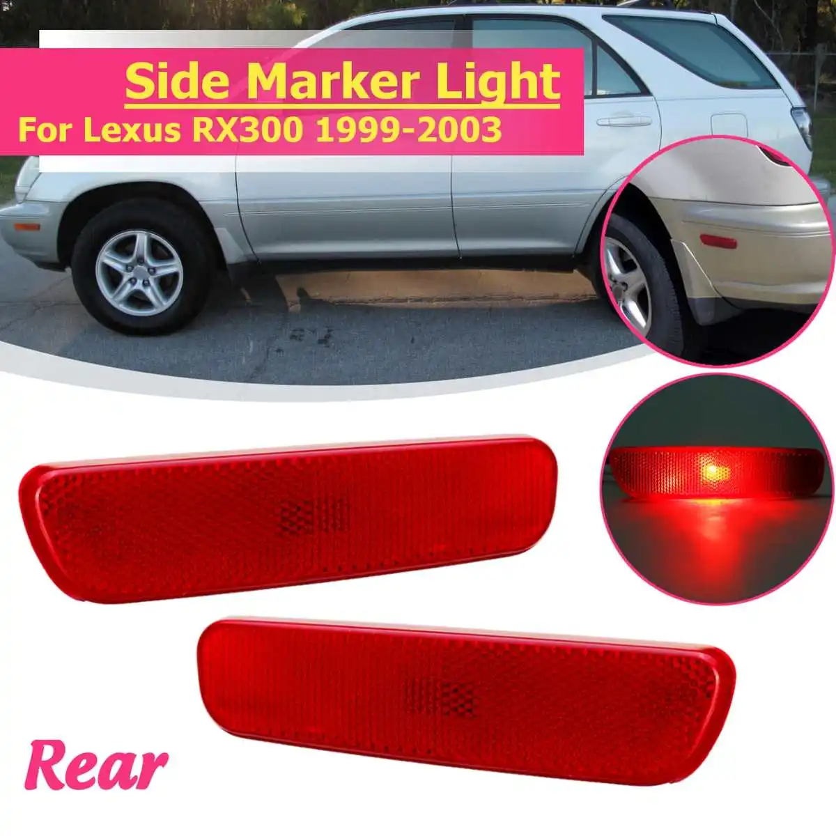 

Rear Left Right Side Bumper Turn Signal Marker Light Lamp Yellow Red Lamp For 1999 2000 2001 02 2003 for Lexus RX300 81760-48010