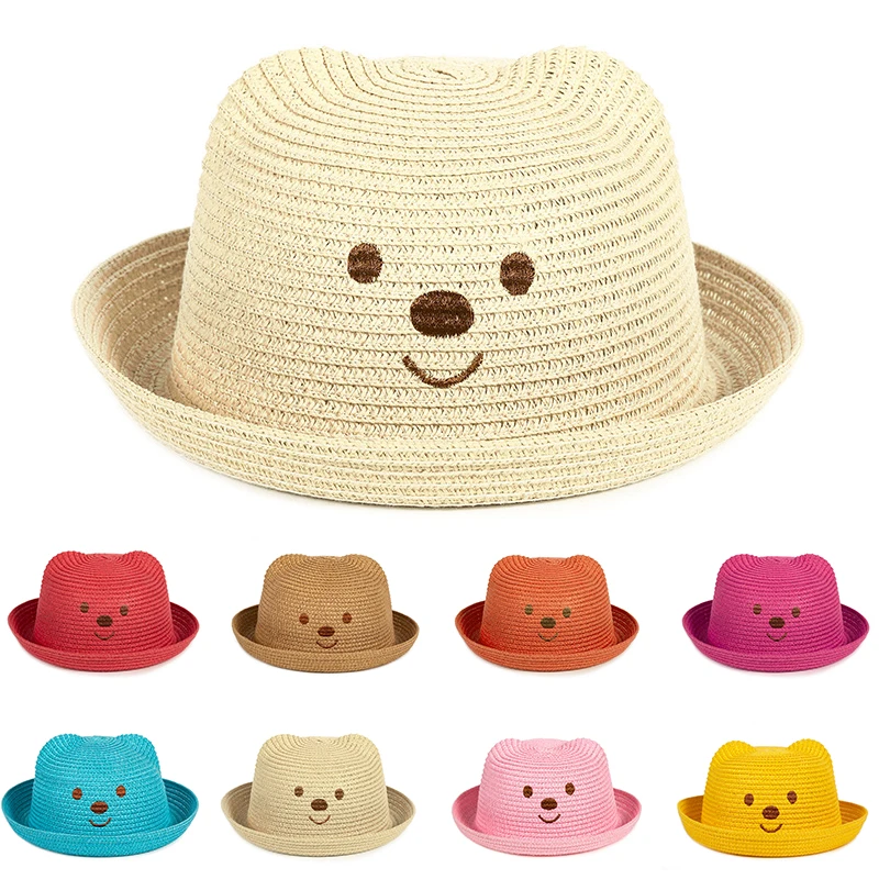 UCQueen Straw Hats for Kids Toddler Kids Girl Multi-Colors Large Brim Flower Breathable Hat Beach Sun Hats
