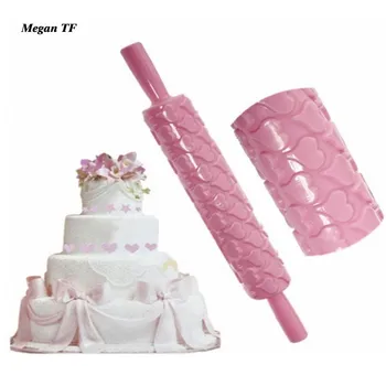 

Cake Imprint Rolling Pin Pastry Dough Tool Fondant Embossed Mold Heart Shape Rolling Pin DIY Baking Tools Kitchen Tools