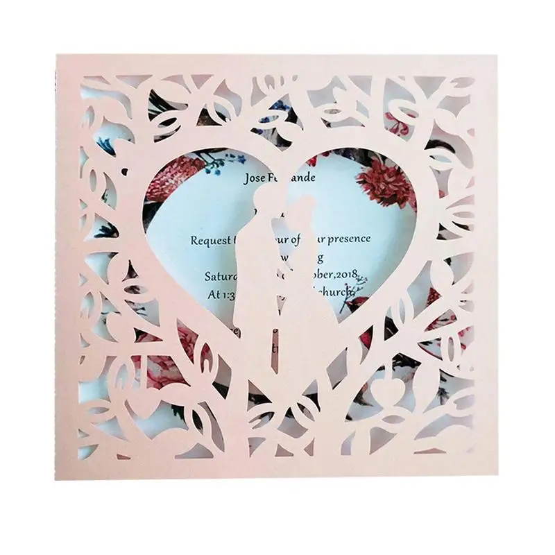  10 Vertical Laser Cutting Invitation Card Set European Wedding Groom Bride Invitation Large Busines - 32983911140