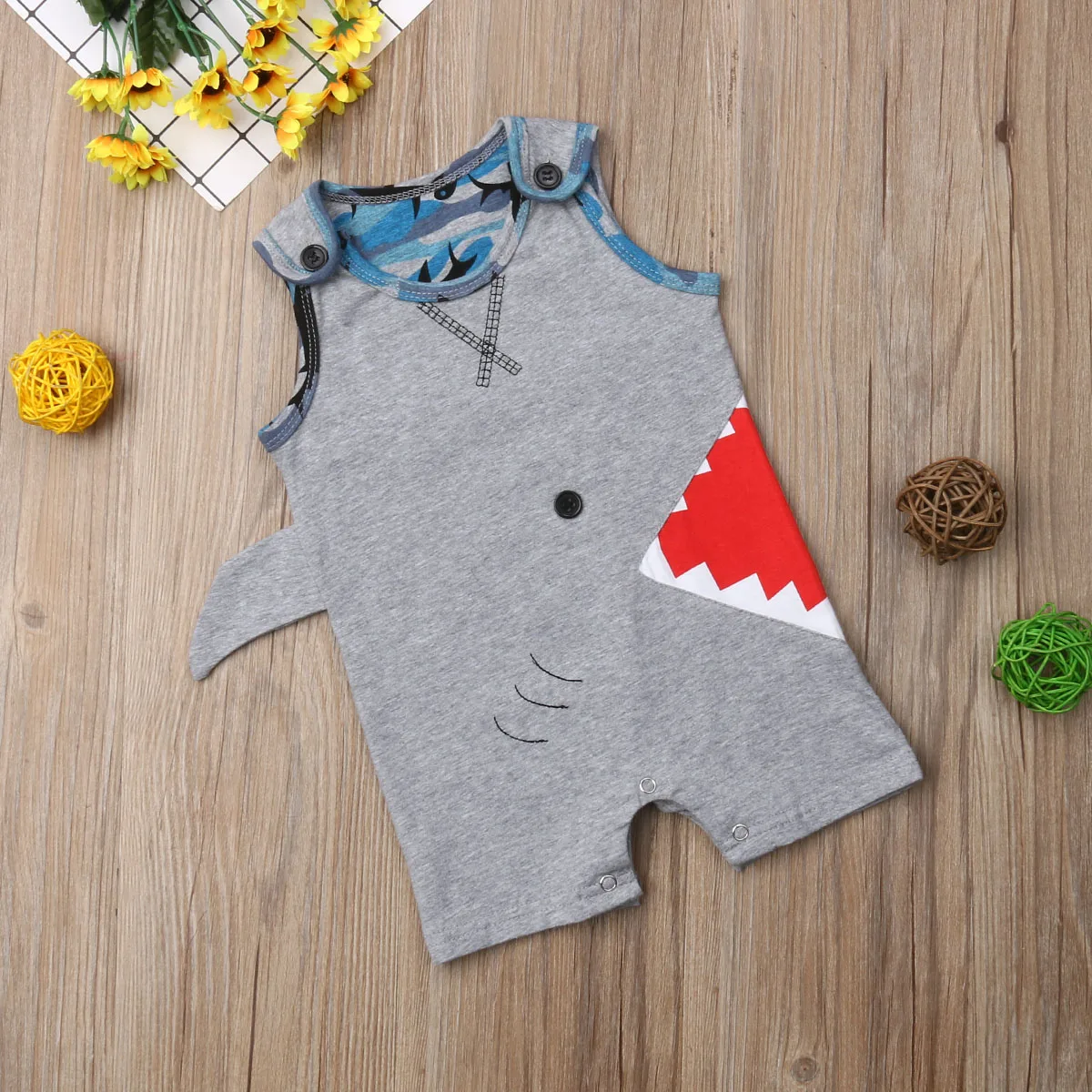 لطيف الوليد الطفل الفتيان الكرتون القرش أكمام رومبير بذلة عارضة القطن Playsuit تتسابق Sunsuit 0 إلى 24 متر لطيف الوليد الطفل الفتيان الكرتون القرش أكمام رومبير بذلة عارضة القطن Playsuit تتسابق Sunsuit 0 إلى 24 متر