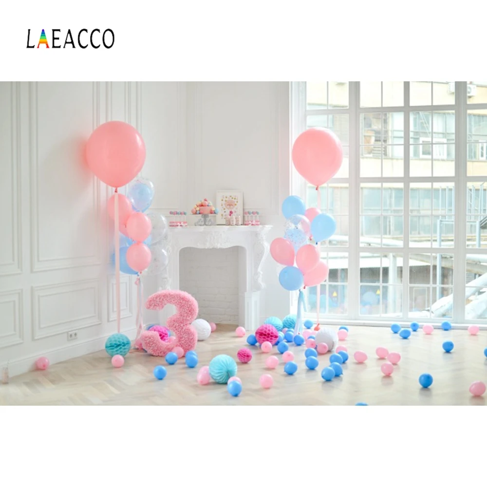 

Laeacco Baby Birthday Party Pink Balloons Backdrop Photography Backgrounds Customized Photographic Backdrop For Photo Studio