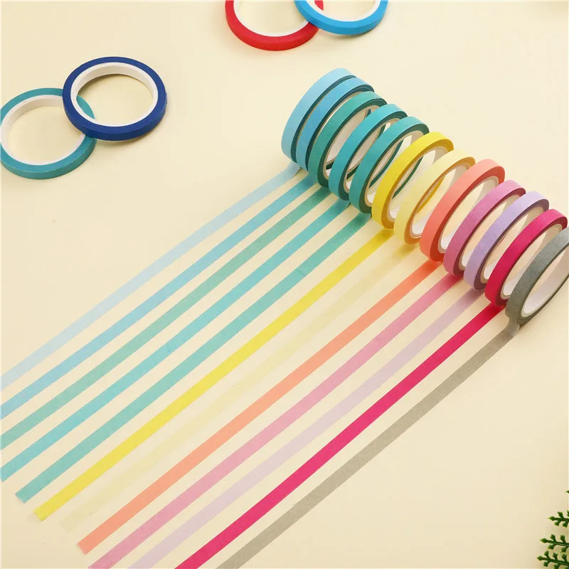 

1PC New Hot Solid Masking Tape Slim Paper Washi Tape Macaron Candy Color Hand Account DIY Diary Decoration School Supplies 02467
