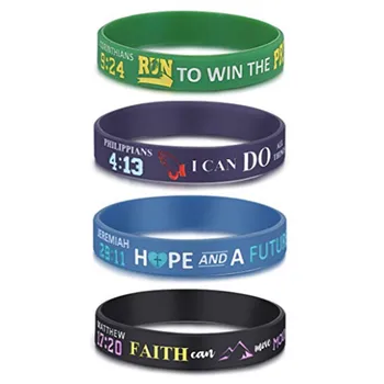 

300pcs Silicone Motivational Bible Verse Bracelets Philippians 4:13 Christian Religious Jewelry Gift silicone wristbands