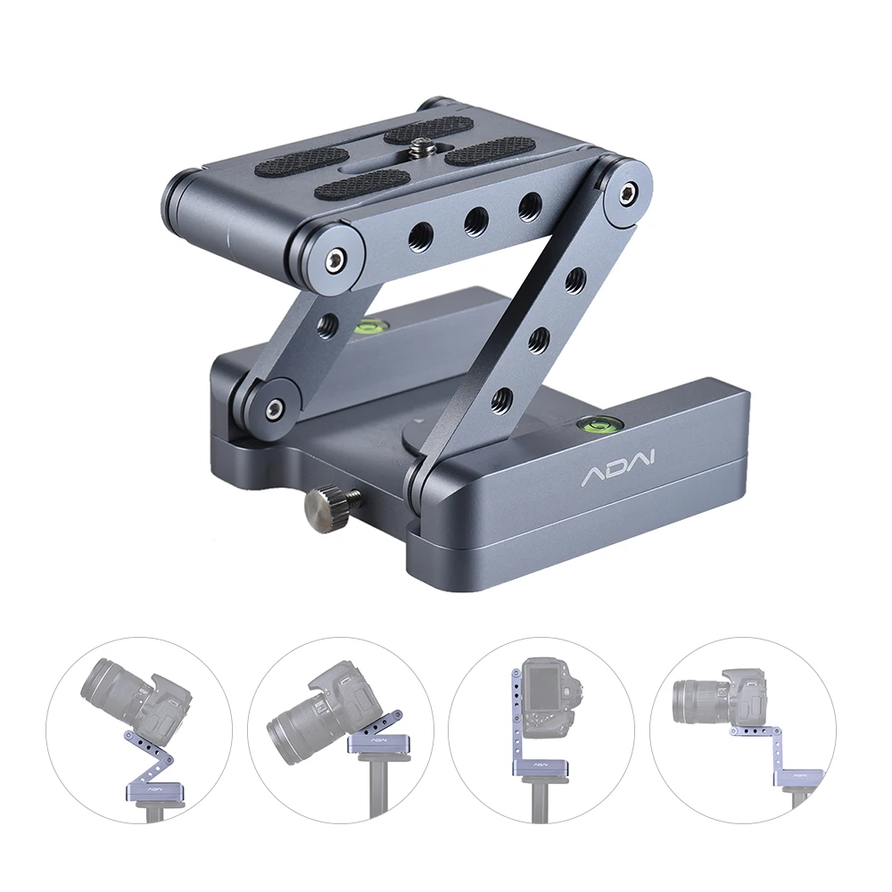 

ADAI Z Flex Tilt Tripod Head Aluminum Alloy Folding Quick Release Plate Stand Mount For DSLR Camera Canon Nikon Sony Pentax