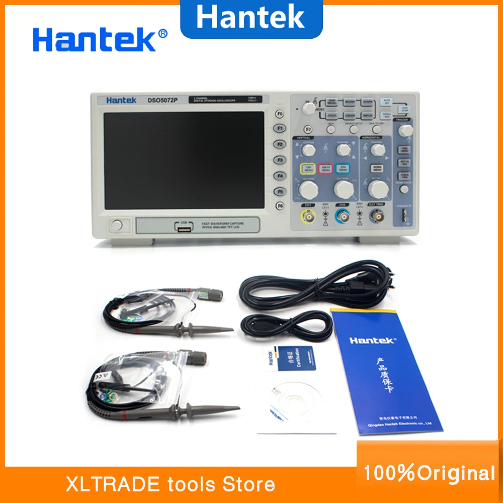 Оригинальный осциллограф Hantek DSO5072P 2 Каналы 70 МГц Ручной Osciloscopio цифровые