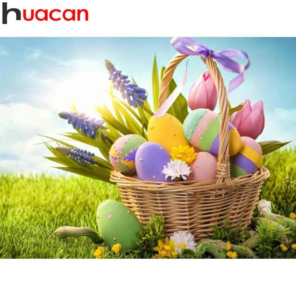 

HUACAN 5D Diy Diamond Painting Easter Egg Full Square Diamond Embroidery Cartoon Home Decoration Picture Mosaic Rhinestone