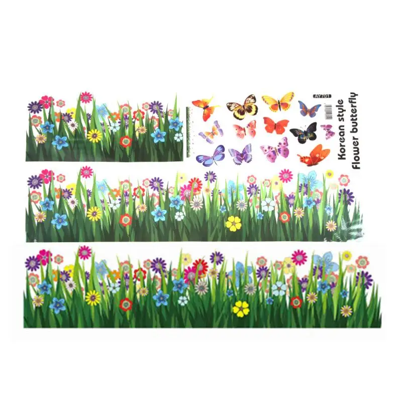

Butterfly Grass Flower Stickers Removable Diy Vinyl Quote Wall Sticker Home wall decals floral pegatinas de pared