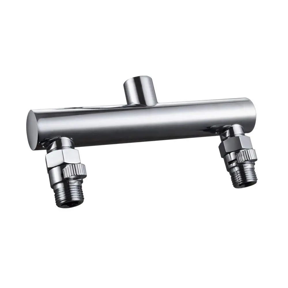 BRASS Shower Head Double Outlet Manifold with Shut Off Valves for Dual