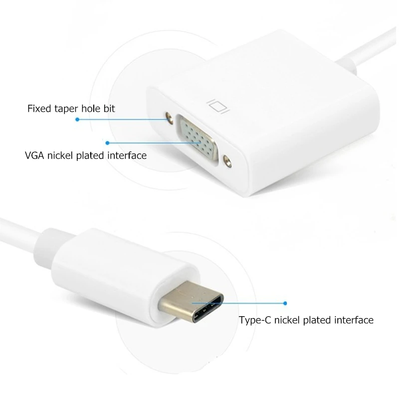 Trumsoon USB-C Type C to VGA + USB3.0 + USB-C Converter Adapter for New Macbook Chromebook Pixel