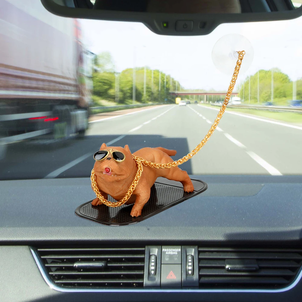 

FORAUTO Cool Fierce Smoking Dog Car Ornament Creative Dog Doll Dashboard Decoration Interior Accessories Resin Car Styling Gift