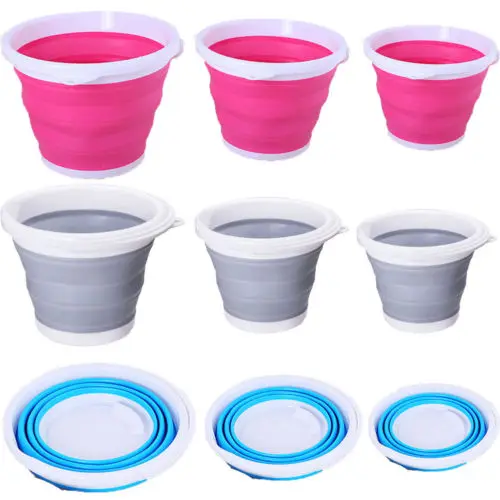 Caliente 3L 5L 10L plegable de silicona plegable Cubo de Camping al aire libre barril de pesca olla de viaje cubos Caliente 3L 5L 10L plegable de silicona plegable Cubo de Camping al aire libre barril de pesca olla de viaje cubos
