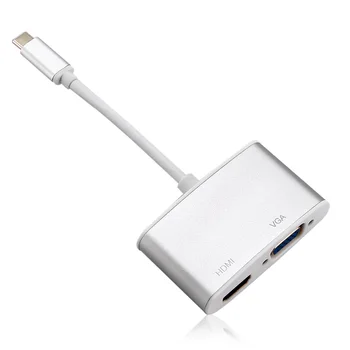 

10pcs/lot Cablecc USB-C USB 3.1 Type C to HDMI 4K 30HZ & VGA 1080p Adapter for Laptop Laptop Pro Monitor HDTV