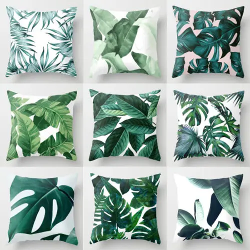 

Polyester Case Cusion Green Leaves Throw Sofa Car Cushion Home Decor new