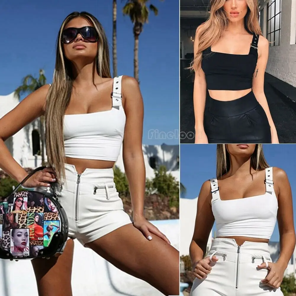 

Strappy Tops Women Sleeveless Summer Beach Bustier Crop Top Vest Sexy Ladies Solid Casual Slim Tank Tops Shirt Ladies Clothes