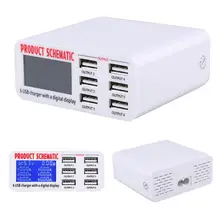 6 портов USB зарядное устройство дорожное зарядное устройство lcd цифровой дисплей умная зарядная станция многопортовый usb зарядка Разъем для телефона камеры
