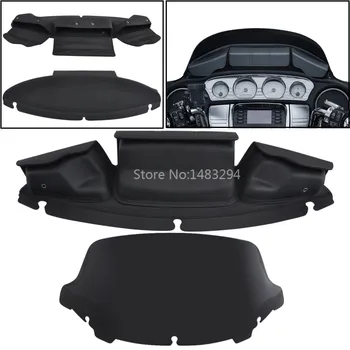

Fairing Pouch 3 Windshield Bag Clamps Storage Bags + 10.5" Black Tint Wave Windshield Fit For Harley Touring Glide Models 14-Up